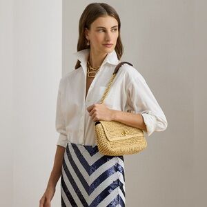 ⭐️❤️⭐️ Ralph Lauren Woven Straw Medium Sophee Bag